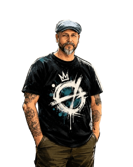 Stylized portrait of Rob One
